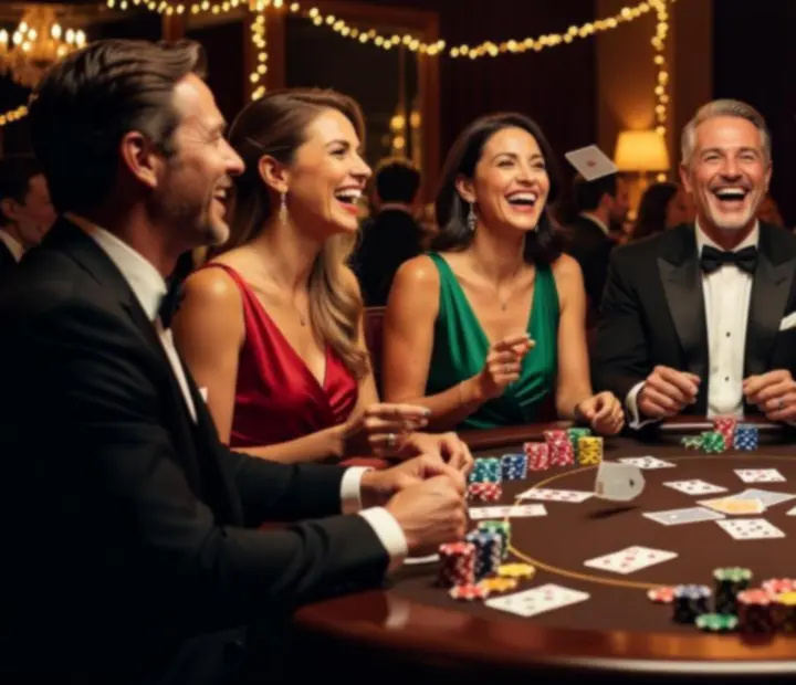 Zdjęcia z pokerowego eventu NAXSOL ENTERPRISES LTD z eleganckimi stołami i gośćmi