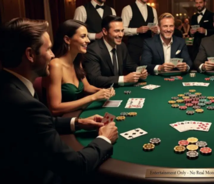 Stół pokerowy z kartami i żetonami w wersji eventowej