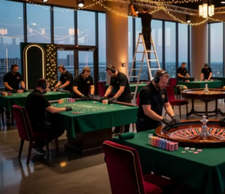 Realizacja firmowego eventu z eleganckimi stołami i obsługą NAXSOL ENTERPRISES LTD
