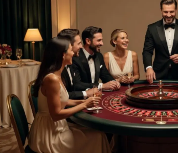 Wieczorne wydarzenie z ruletką i elegancką oprawą świetlną